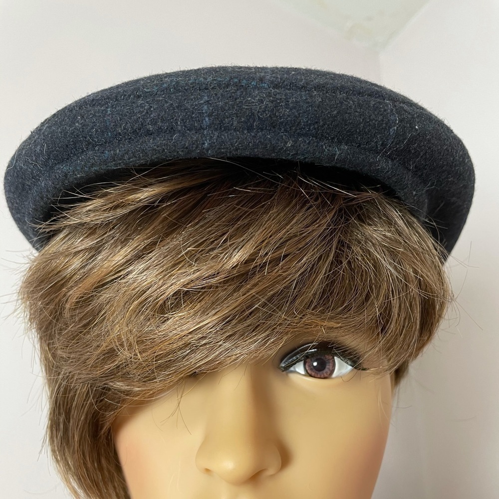Country Gentleman Cuffley Hat – Wool Blend, Black with Blue Pinstripes, Size Med